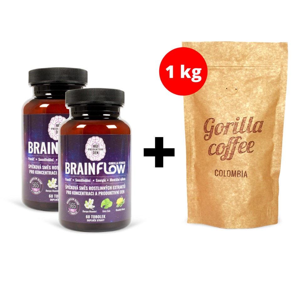 Baliček produktivity: 2 ks BRAINFLOW + 1 kg kávy